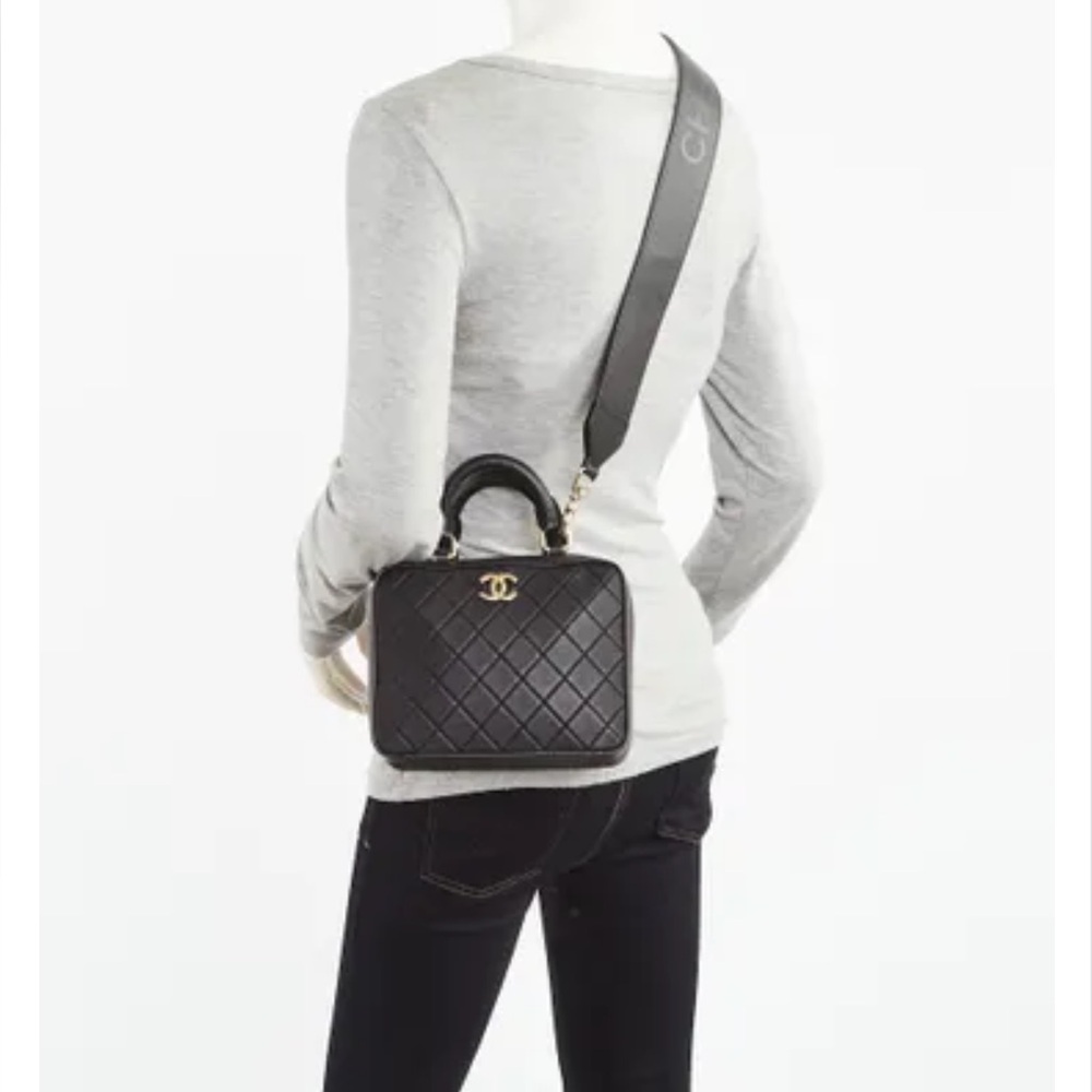 Chanel Black Top Handle Vanity Crossbody Bag with Chanel Strap - Picture 14 of 16
